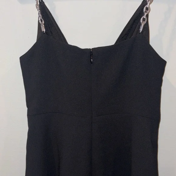 Jonathan Simkhai Ellis Crystal Strap Cut Out Mini Dress Size 4 Black/Silver - Picture 11 of 16